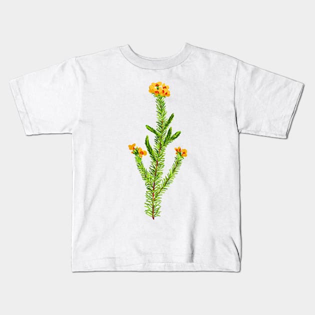 Yellow Flower Kids T-Shirt by SanjStudio